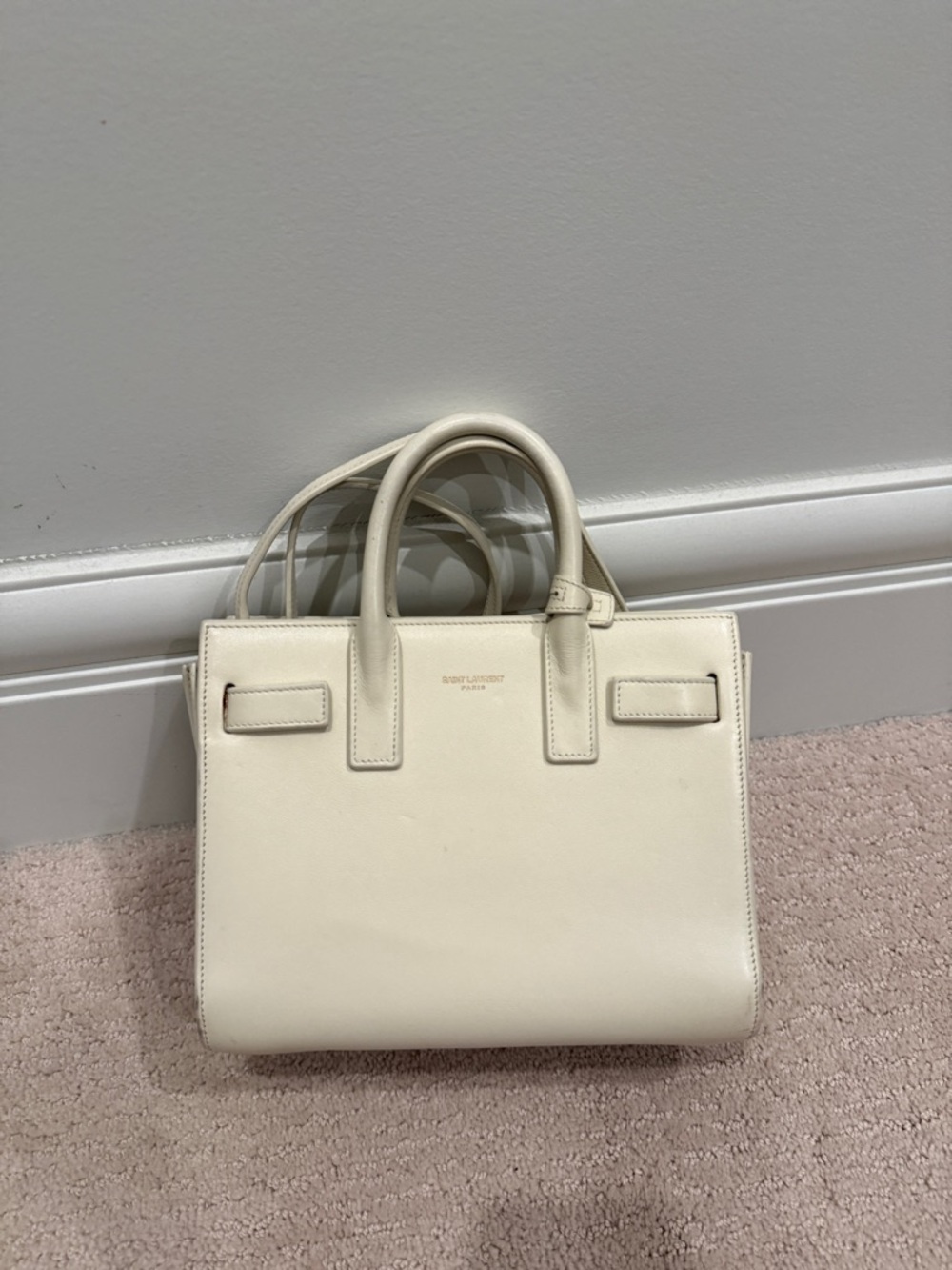 Saint Laurent SLP YSL nano Sac de Jour bag in cream/beige